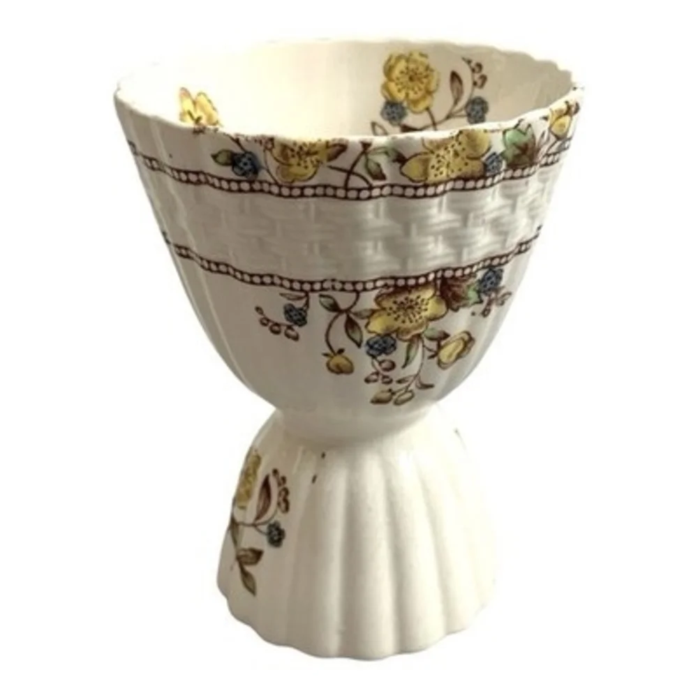 Vintage Copeland Spode Buttercup Pattern England Porcelain Double Egg Cup VG